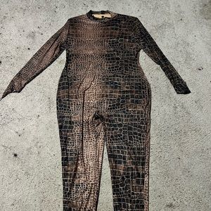 Mesh snake print jumpsuit
